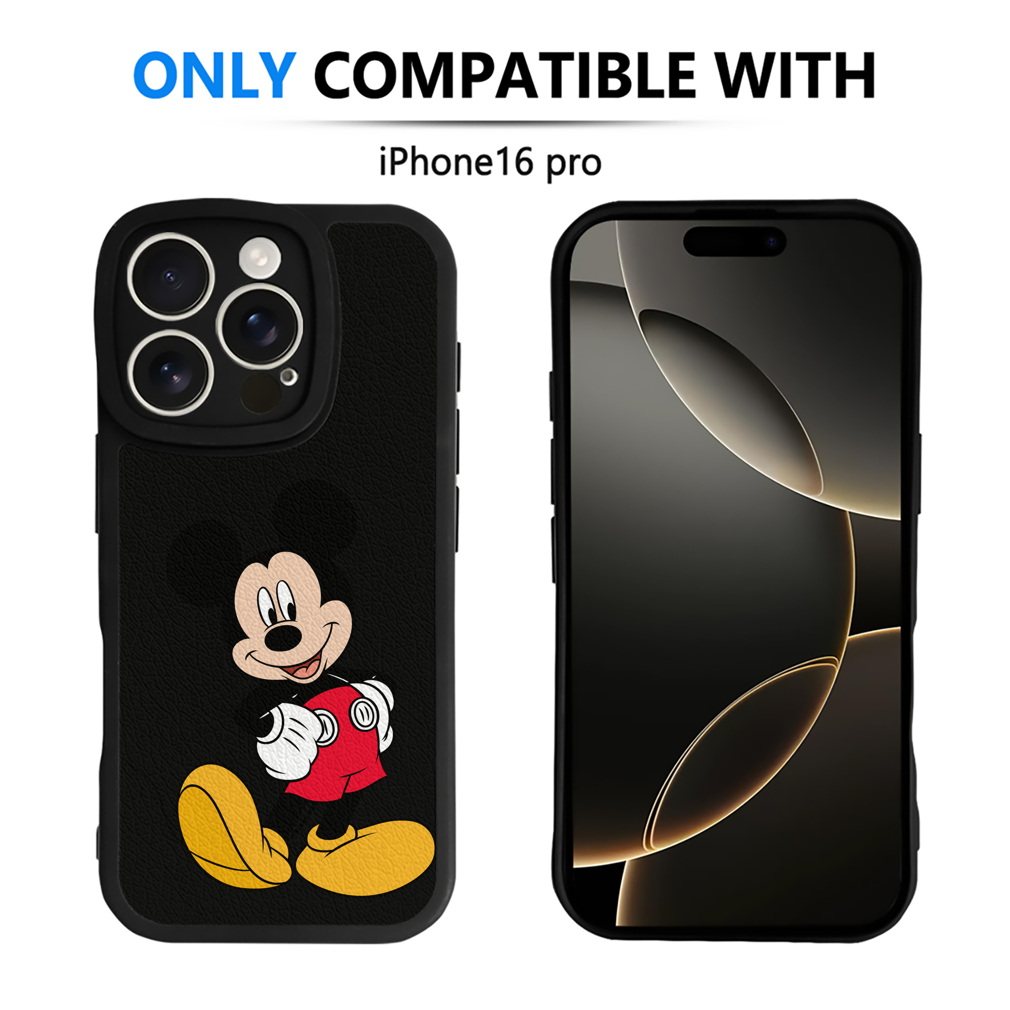 （画像用） ミッキーマウス Mickey Mouse 【iPhone 16シリーズ対応】シリコンスマホケース（レザー調） 材質：シリコン